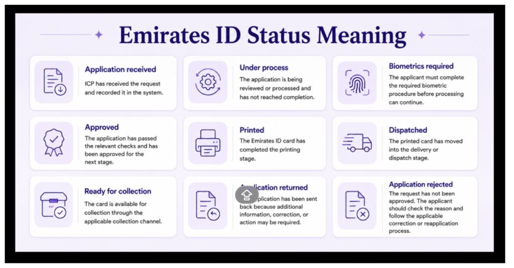 Meaning of Different Emirates ID Status Infographic Image